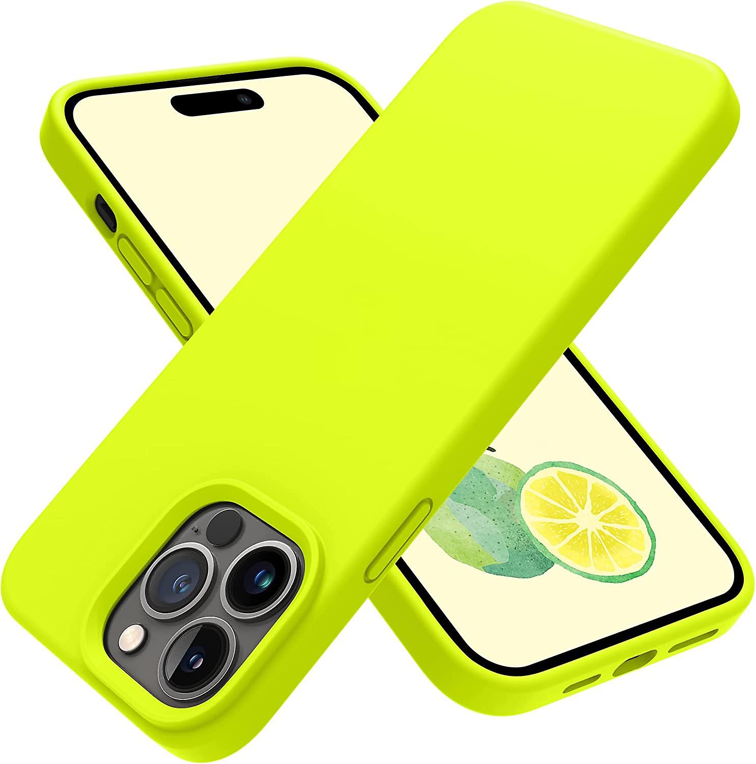 Projetado para iPhone 14 Pro Case, Capa de Telefone Fina e Resistente a Choques de Silicone para iPhone 14 Pro 6.1 polegadas (Amarelo Fluorescente)