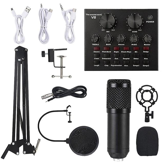 Bm800 Microphone Kit With V8 Sound Card Professional Microphone Studio Condenser Microphone For Computer