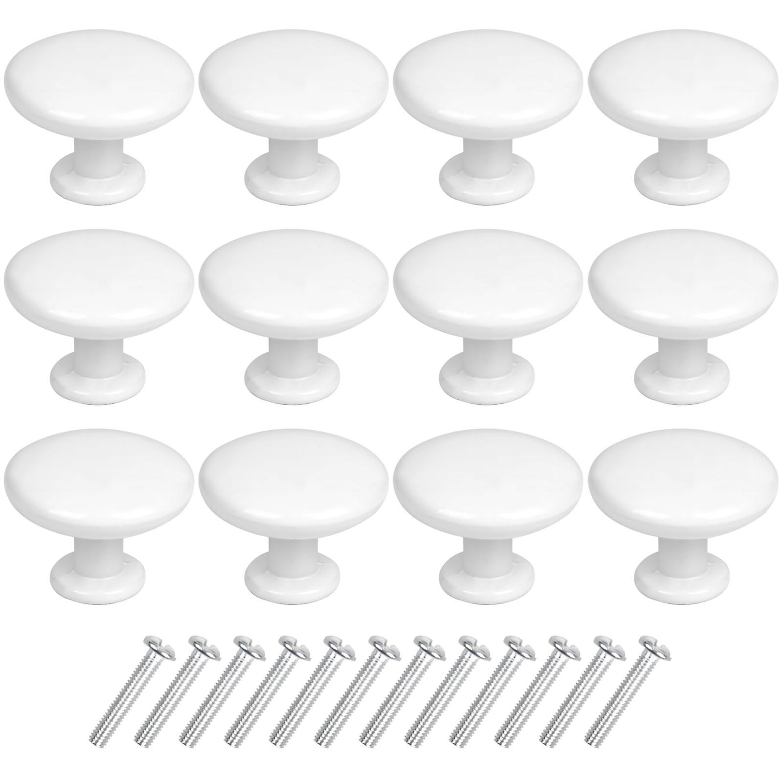 12 Pack Cabinet Door Knobs 22mm White Round Drawer Knobs For Furniture