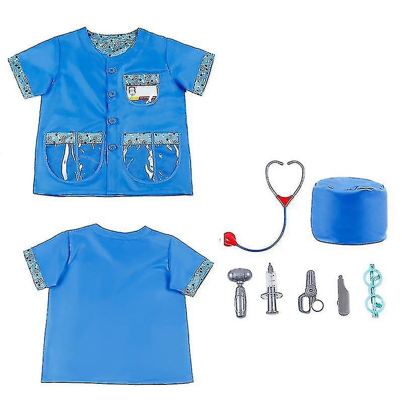 Veterinary Blue Children Doctor Clothes Medical Tools For Kindergarten Role Play
