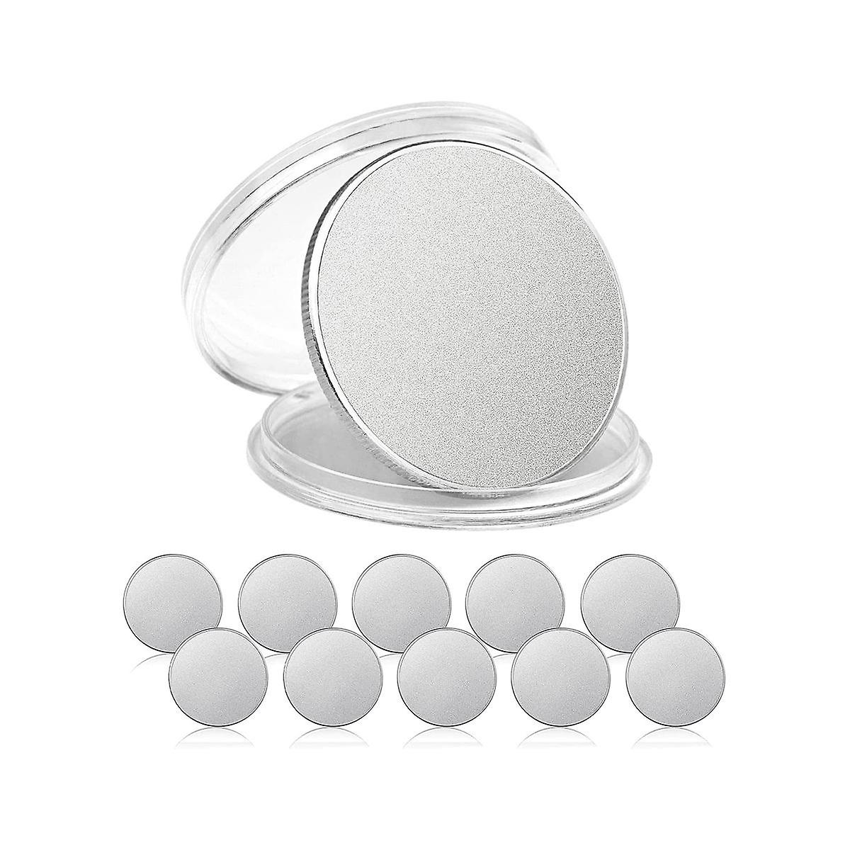 10 Pcs Blank , Engraving Blanks Coins, 40mm Diameter with Acrylic Protection Box (Zinc Alloy)