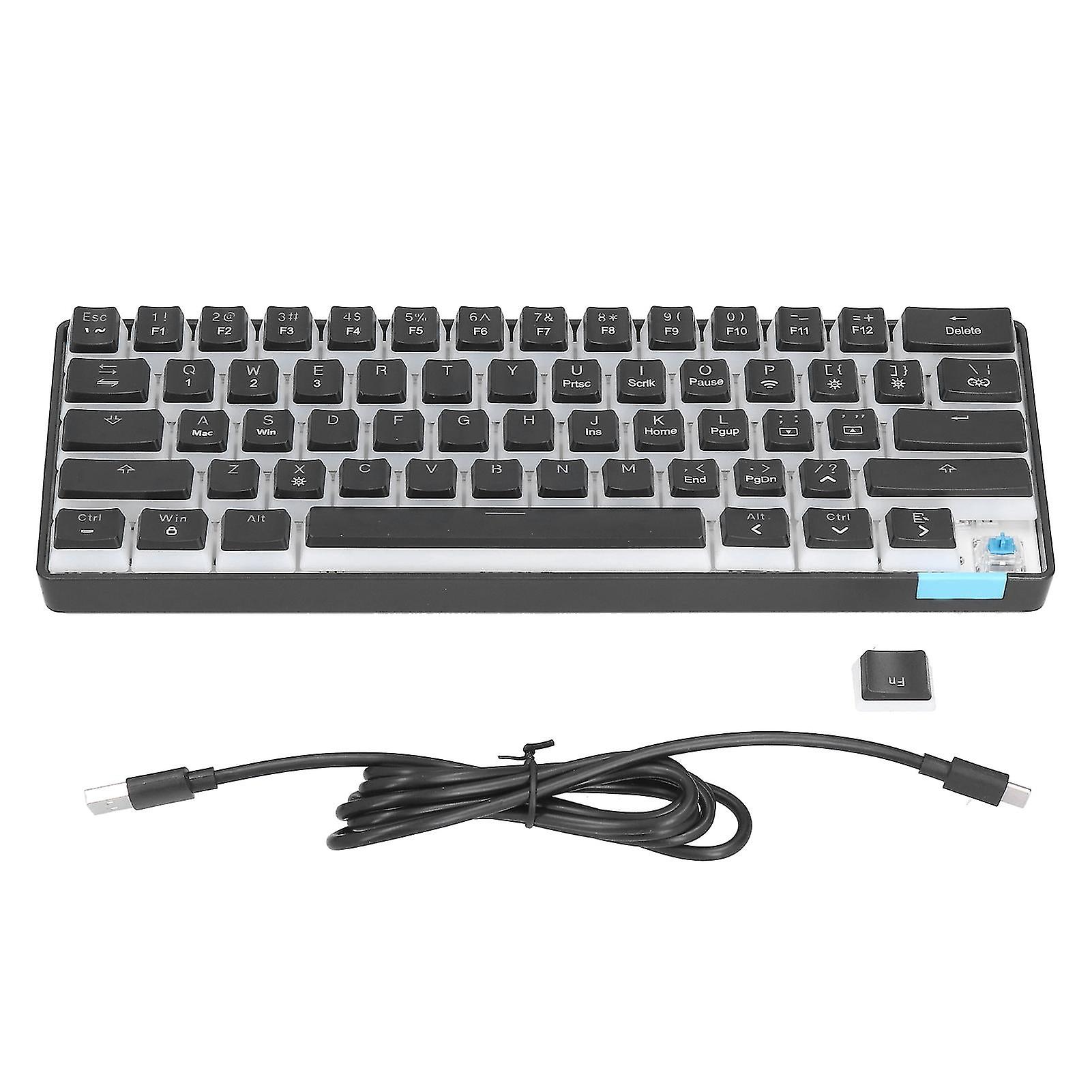 Mechanical Keyboard Long Battery Life Dual Mode Trigger Sensitive Pudding Keycap 61 Keys Gaming Keyboard For Computerblack Blue Switch