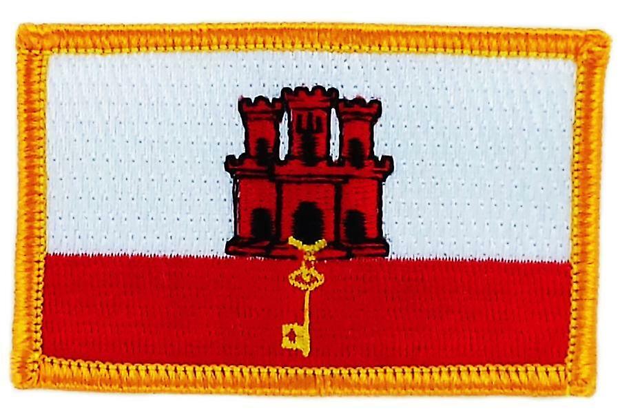 Patch Ecusson Brode Flag Gibraltar Thermocollant Insignia Blason