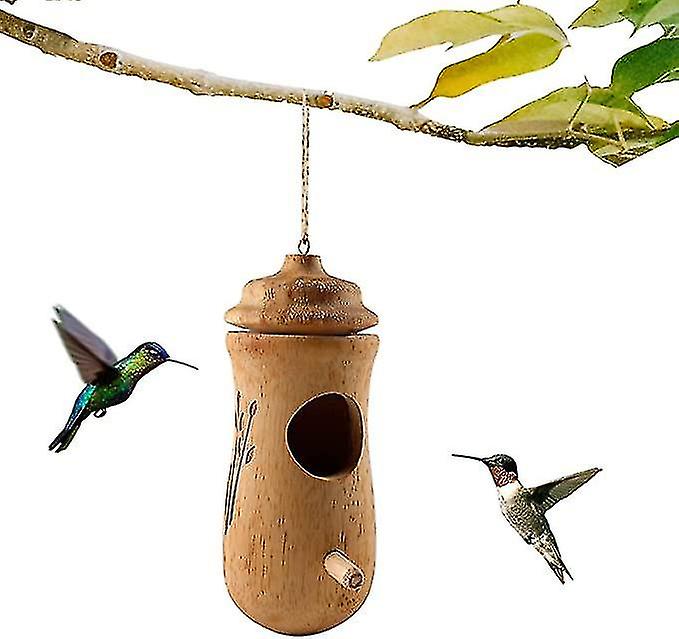 Wooden Hummingbird House, Hummingbird Swinging Hummingbird Nest, Wren Swallow Sparrow Hummingbird House-model 1pcbrown