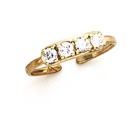 14k Yellow Gold Cubic Zirconia-Cubic-Zirconia toe ring-toe ring for Women