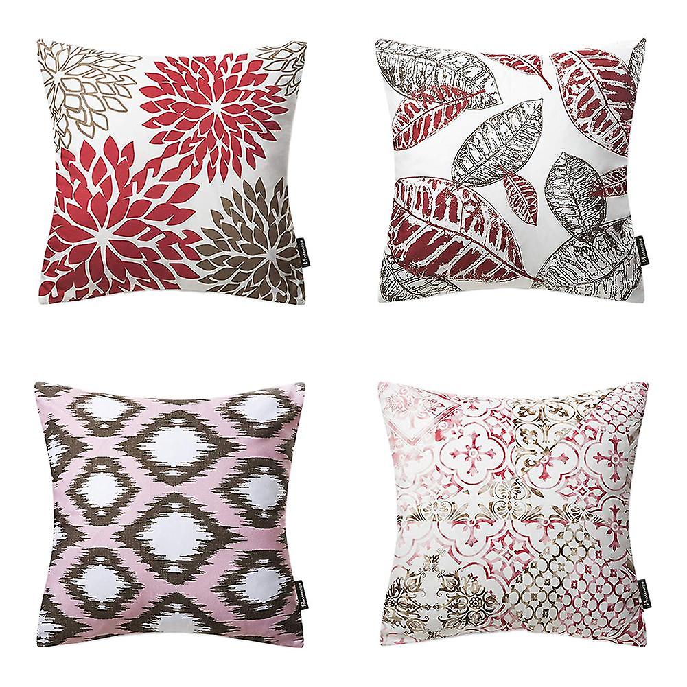 ZHOUBA 4Pcs Flower Leaf Throw Pillow Case Cushion Cover Sofa Bed Car Cafe Decoration