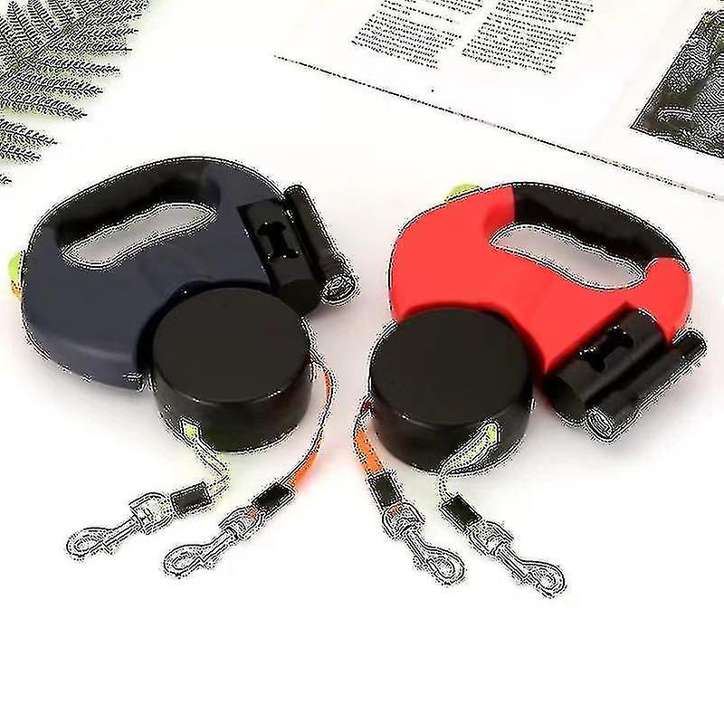 Double laisse de chien rétractable avec deux cordons de 3 mètres 360 Double enchevêtrement sans laisse de chien pour marche-subao