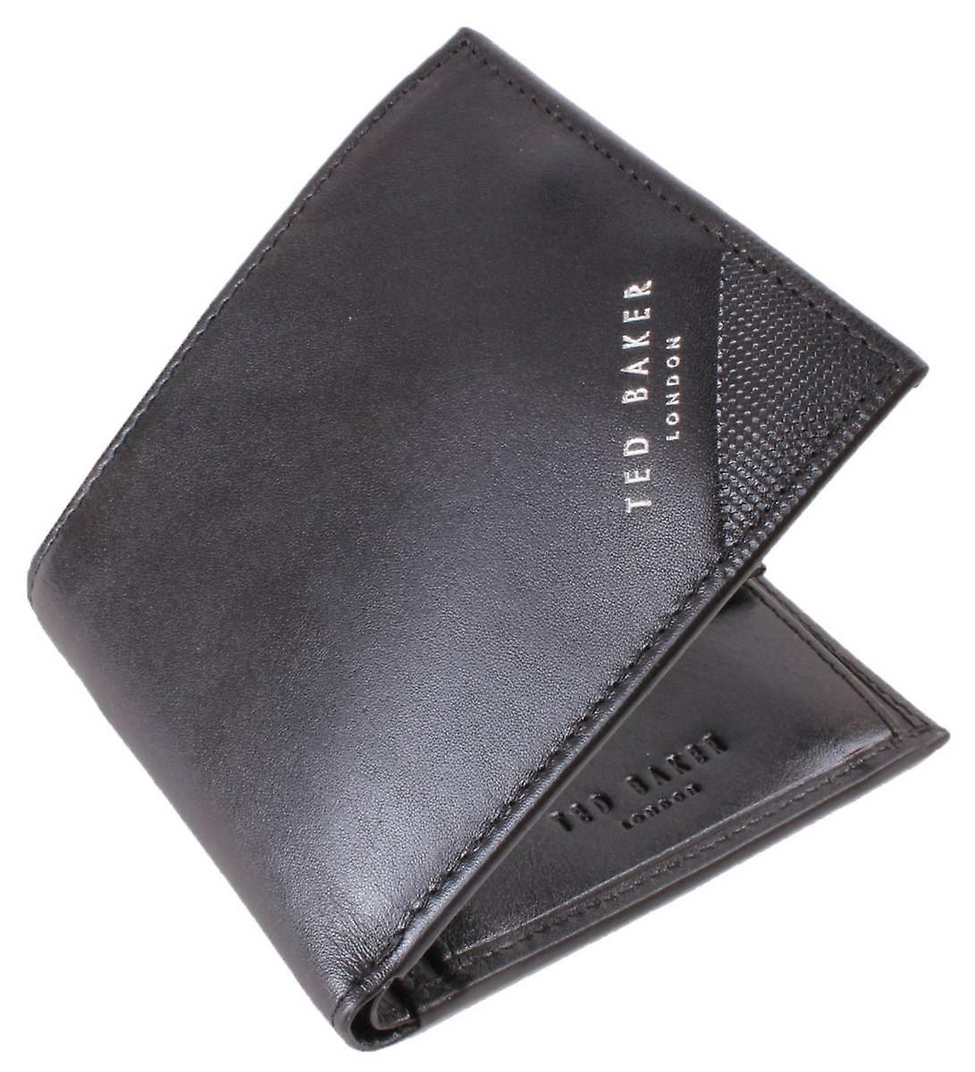 Ted Baker Prugs Embossed Corner Leather Bifold Coin Wallet - Black