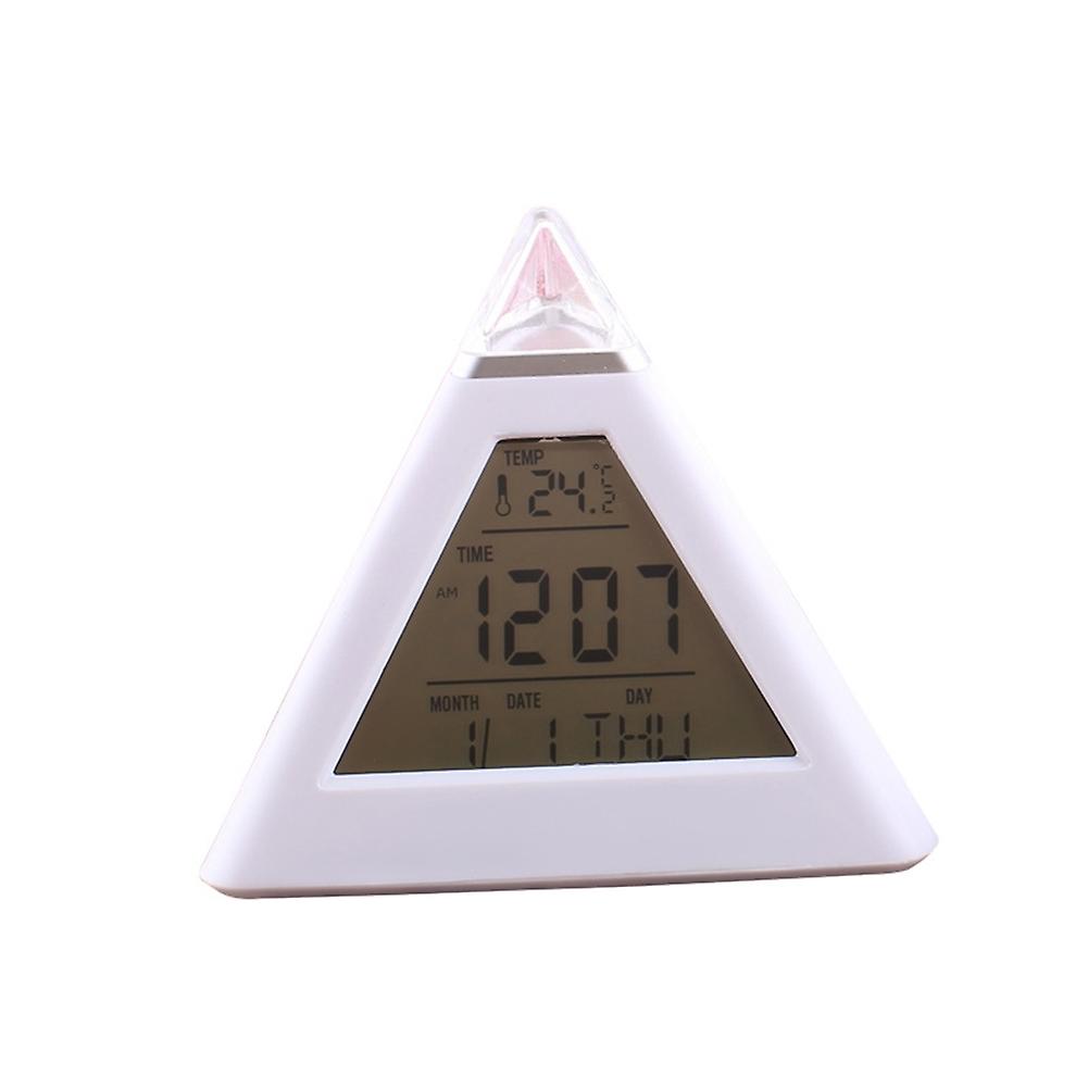 7 Colors Changing LED Light Triangular Thermometer Calendar Digital Alarm Clock
