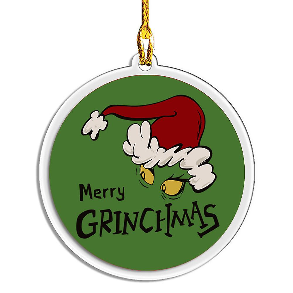Christmas Green Monster Double-sided Ornament Grinch Xmas Tree Hanging Acrylic Pendant Decoration Decors Festival Gift