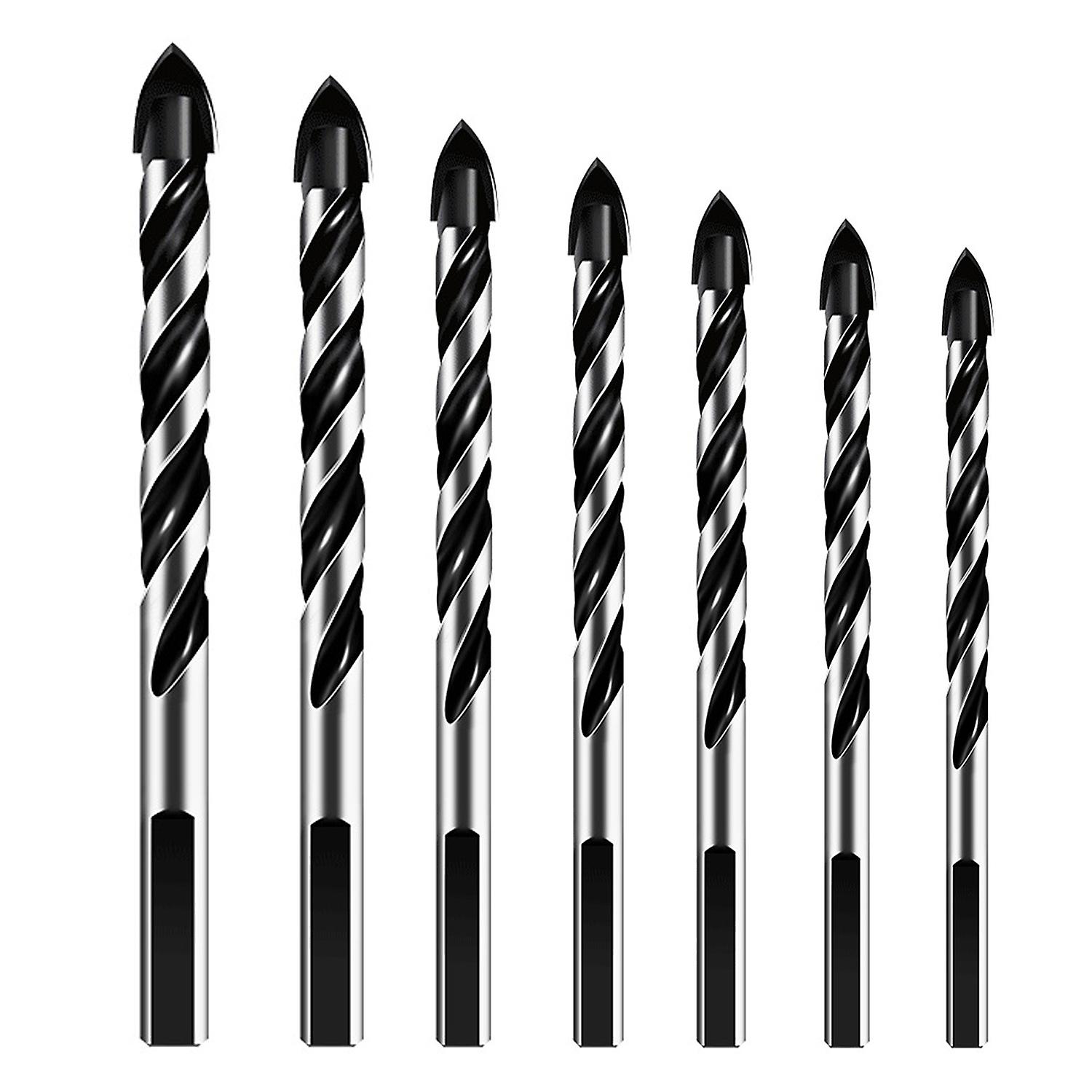 7Pcs Triangle Drill Threaded Wear-resistant Black U-groove Triangle Drill Head compatible Electric D