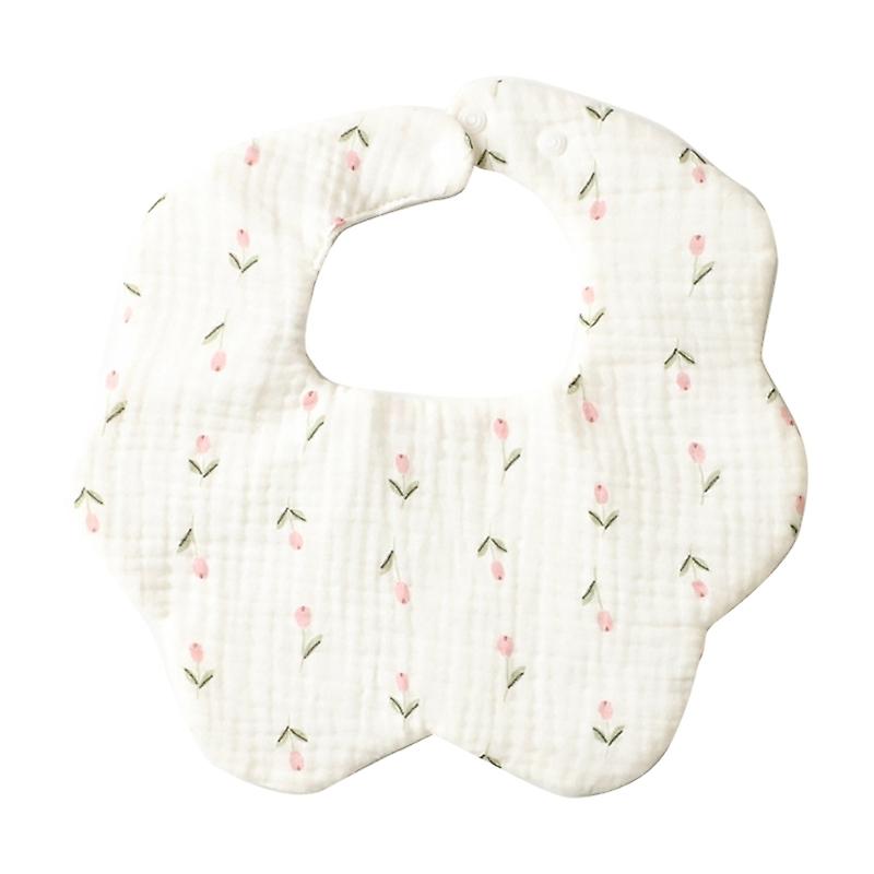 Breathable Newborn Drooling Bib 4-layers Cotton Burp Cloth with Snap Buttons