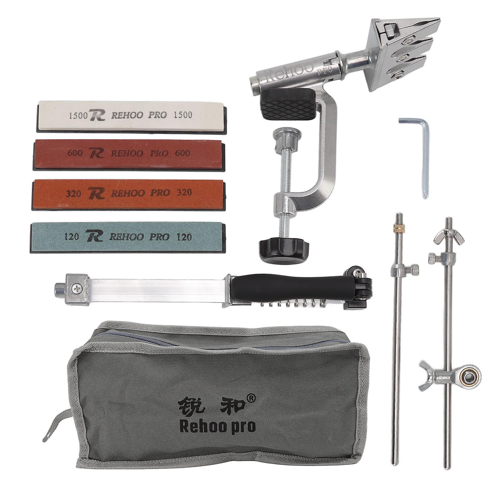 Kit de pierres à aiguiser à angle fixe pour couteaux, avec pierres à aiguiser, grains 120, 320, 600 et 1 500, en acier inoxydable