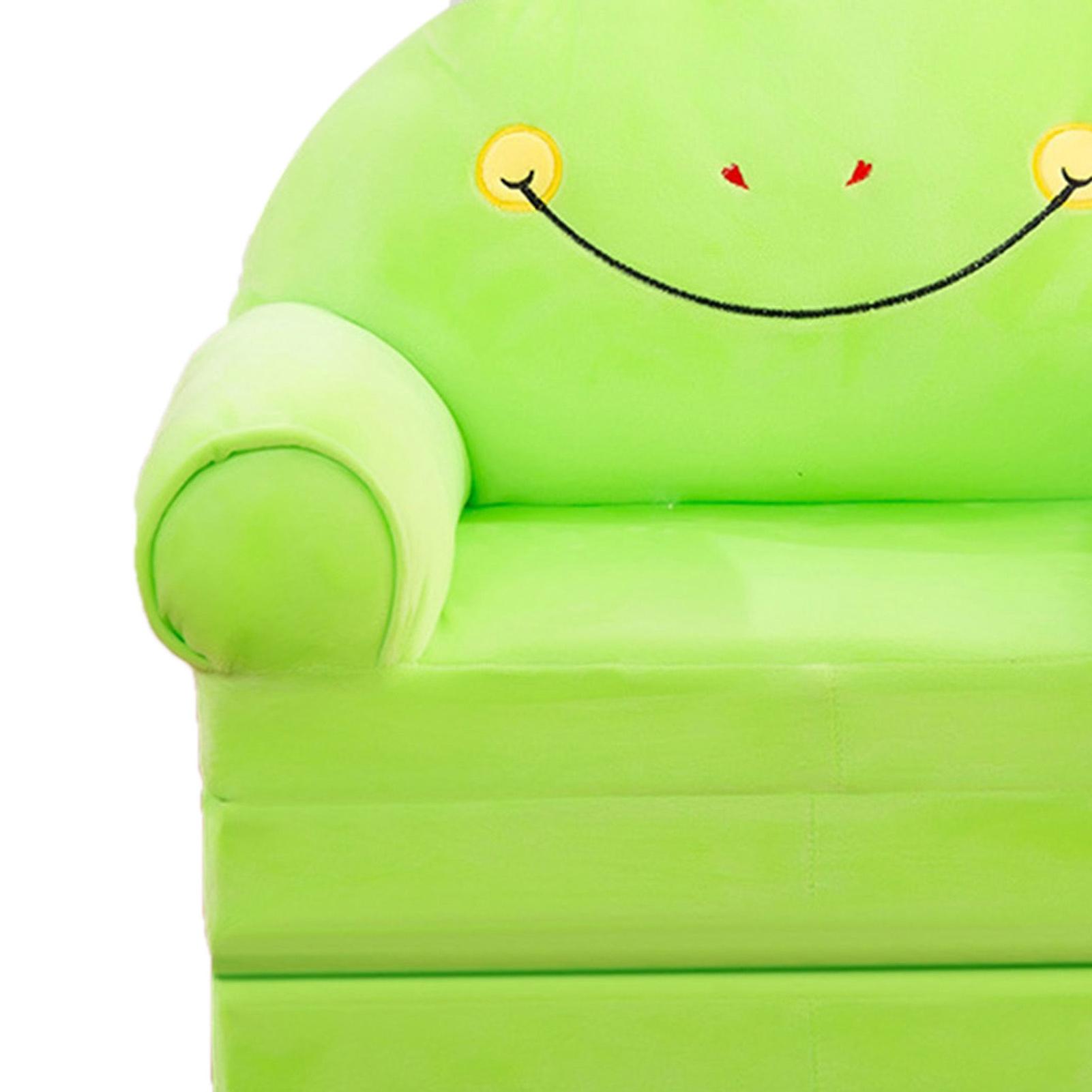 Foldable Kids Sofa Plush Frog Cartoon Couch Bed with Armrests