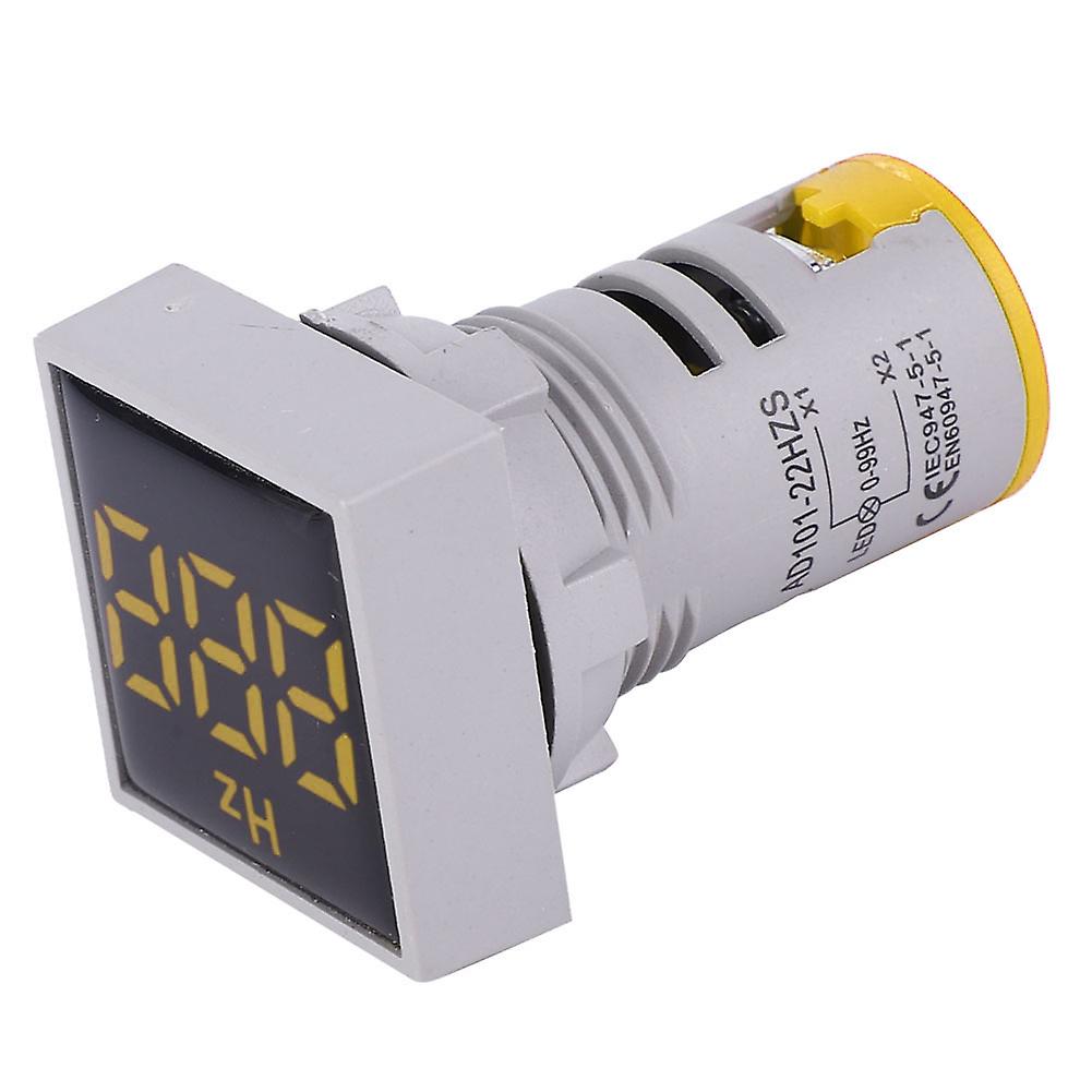 Square LED Digital Display Indicator Light AC 100~380V 20~75Hz Frequency Measurement (Yellow)