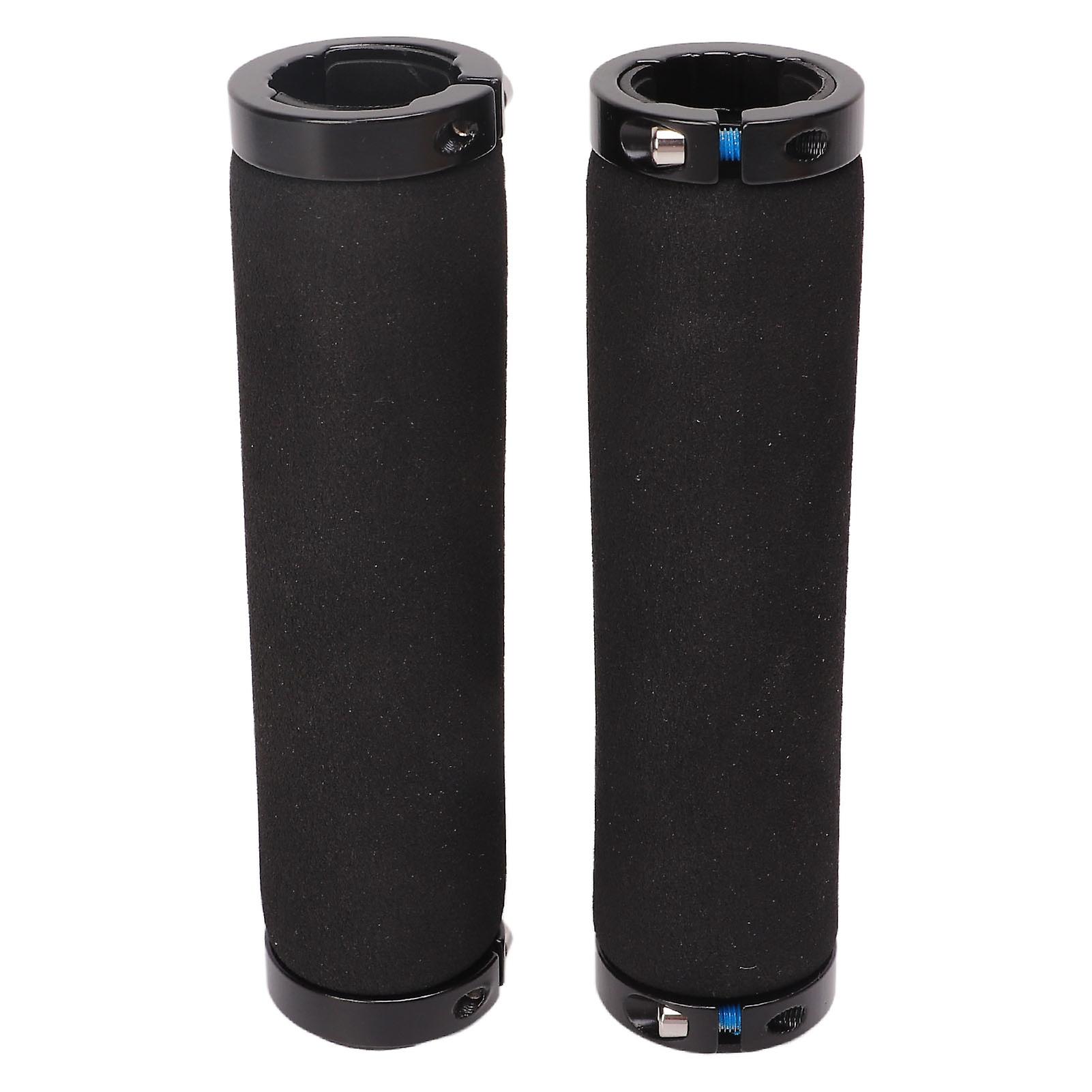 Double Lock On Bike Handle Grip Sponge Non Slip Shock Absorption Bike Handlebar Grips for 2.22cm Handlebar Black 