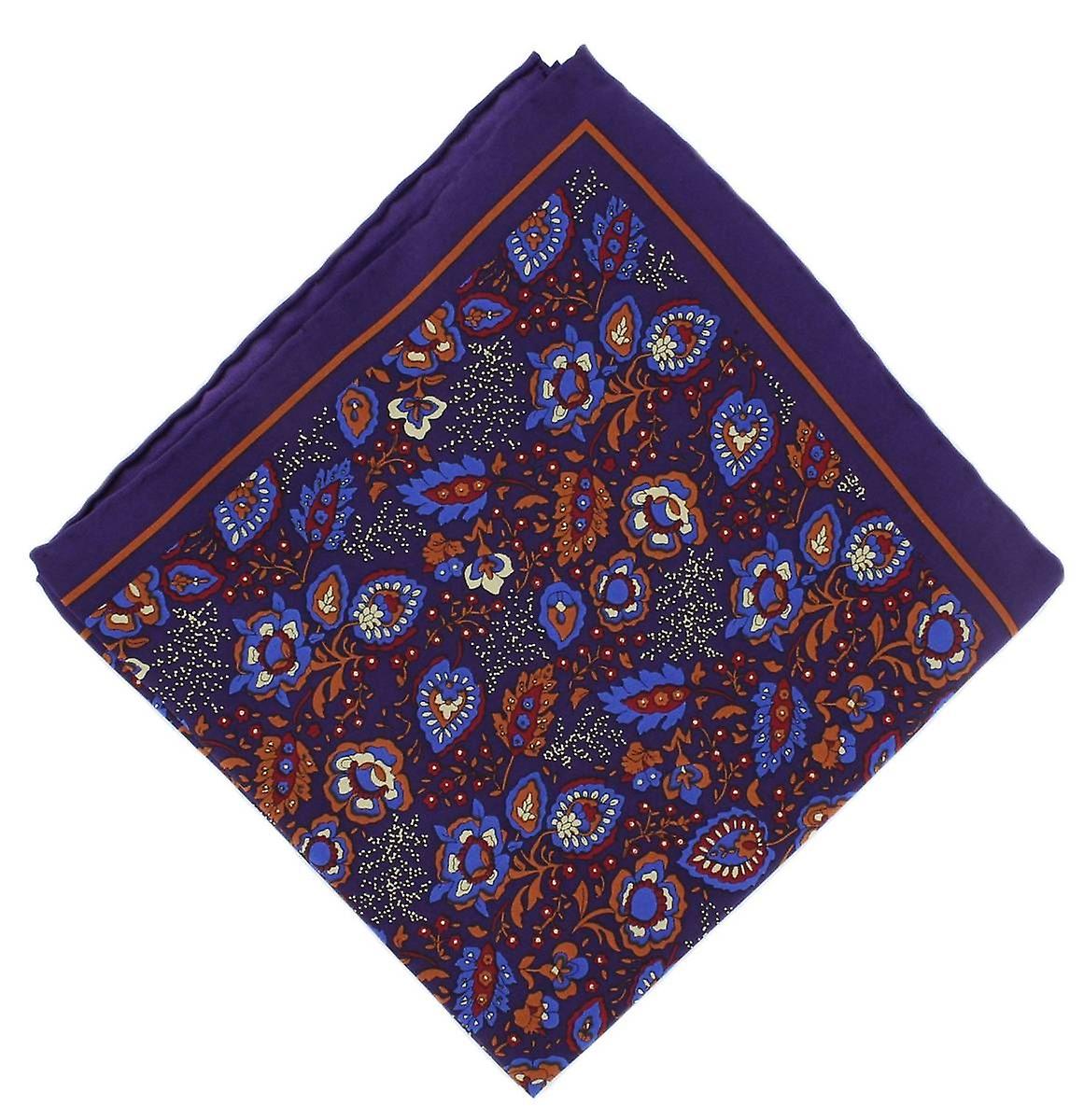 Michelsons of London Garden Floral Silk Pocket Square - Purple