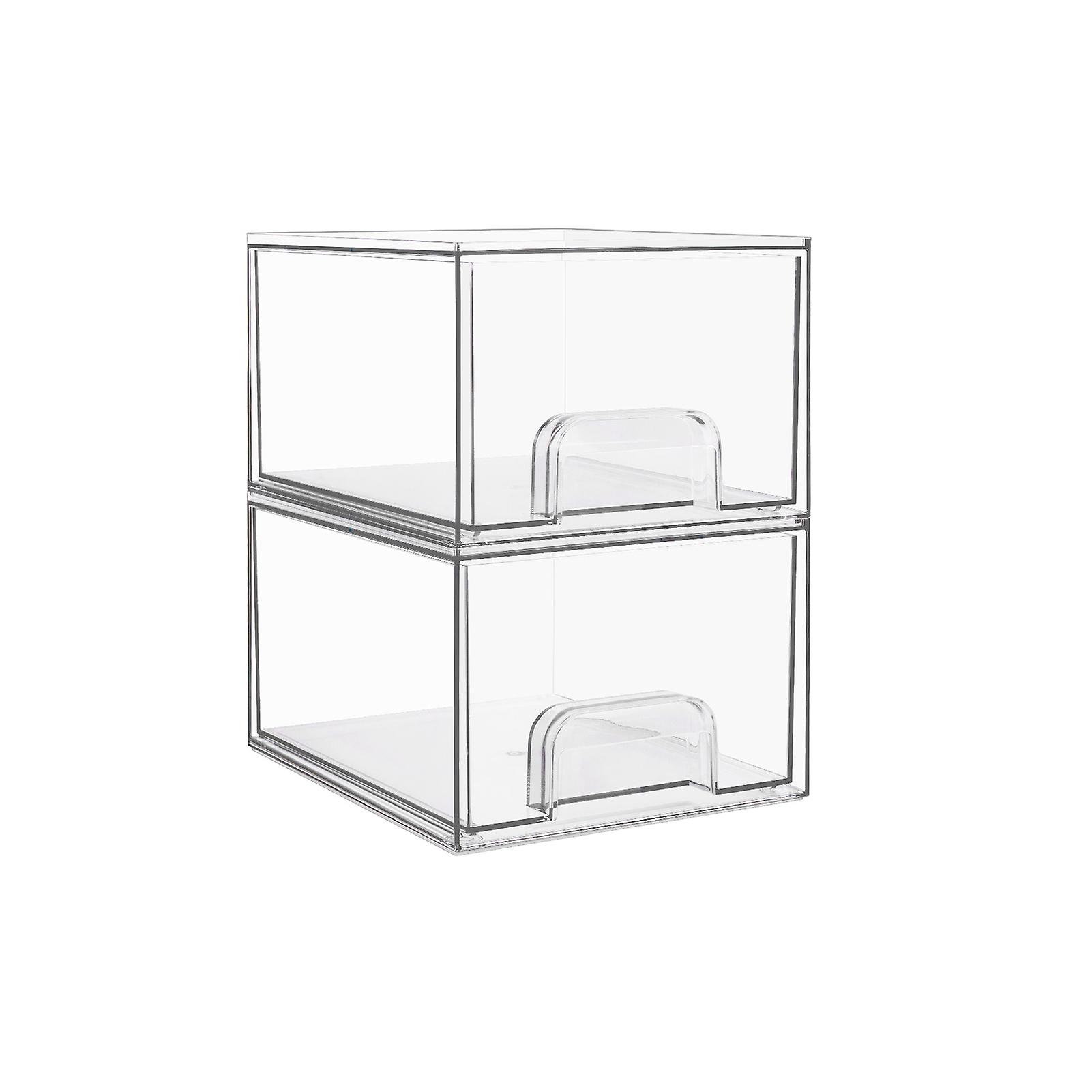 Clear Stackable Jewelry Cosmetic Storage Case Space-Saving Makeup Storage Rack for Bathroom