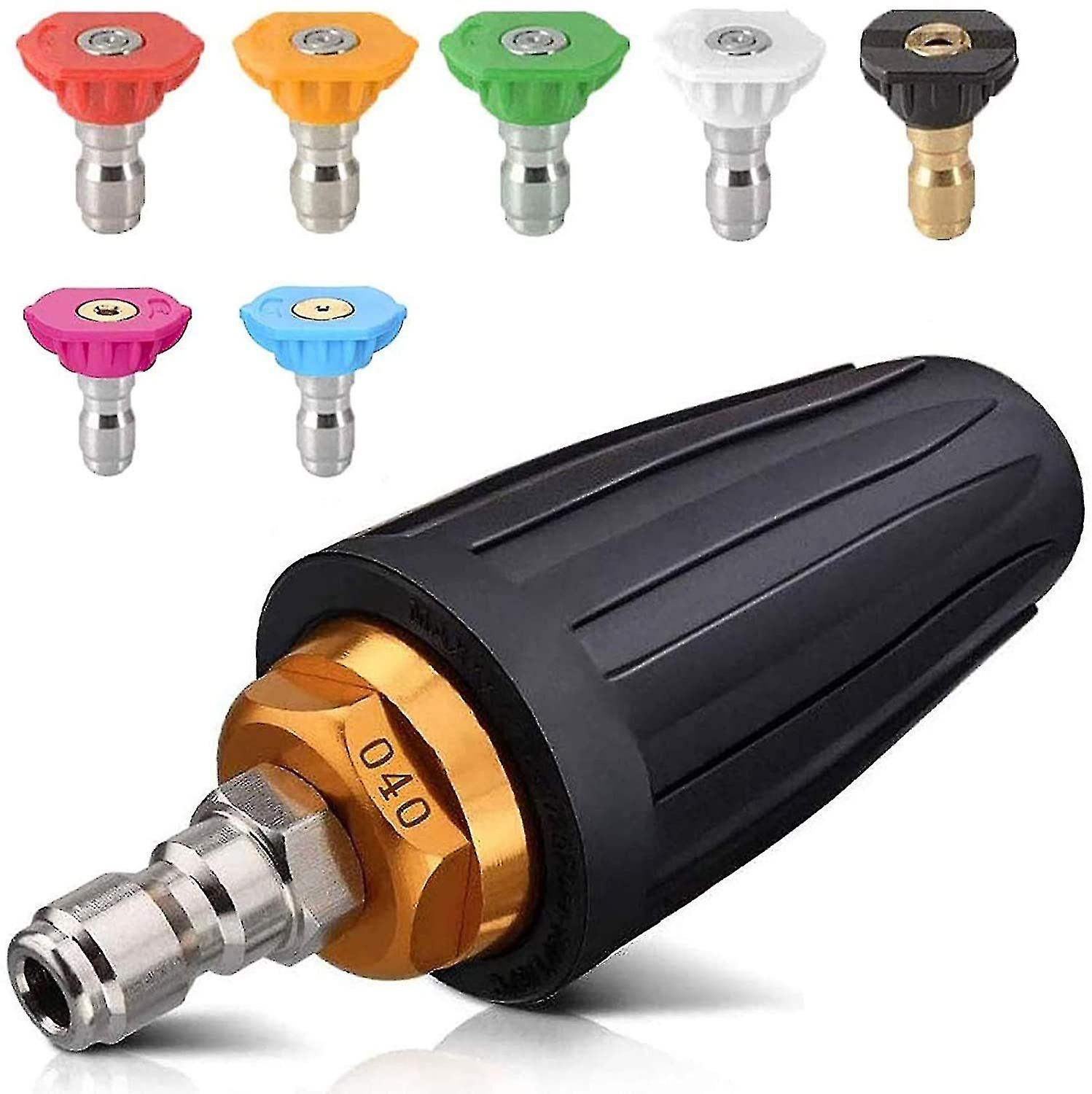 Mingel Pressure Washer Turbine Nozzle, Rotary Nozzle and 5 Nozzles, 1/4" Quick Connect, 3600psi, 2.5