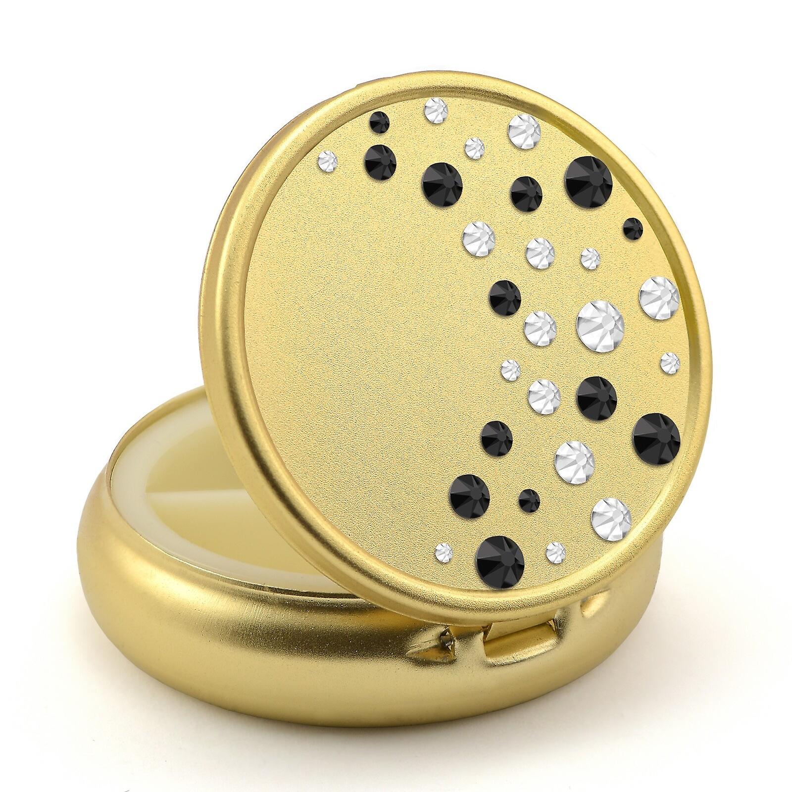 Pill Box in Gold Color with Swarovski Crystals Waterfall Design - Jet - Crystal