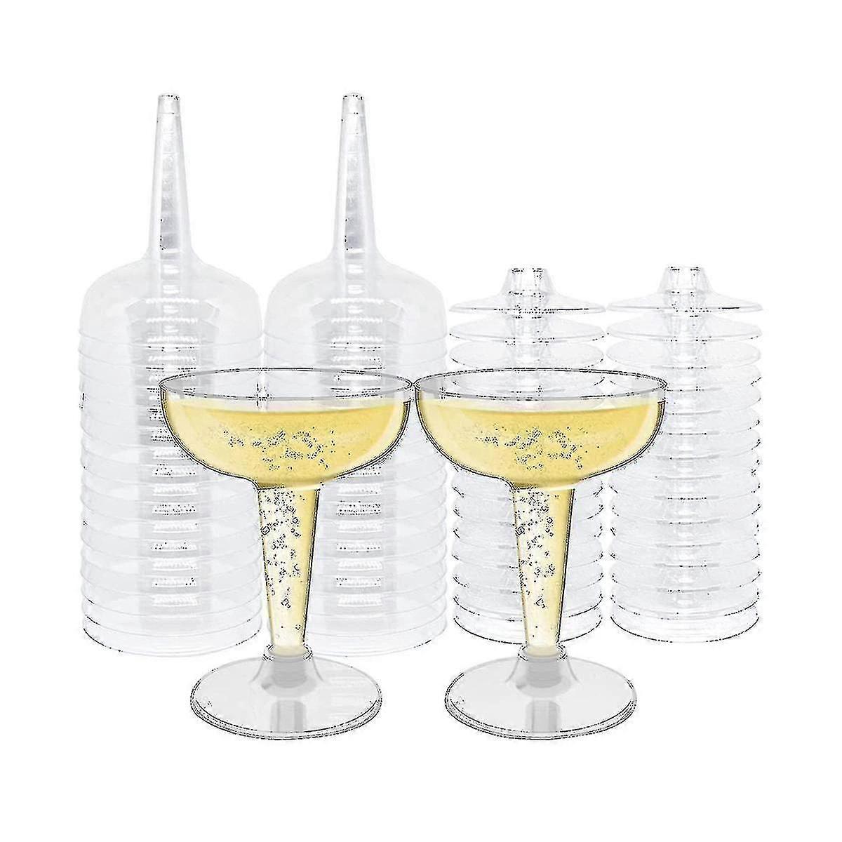 50 Pack Plastic Goblet, 4oz Stem Disposable Martini Glasses For Parties, Stackable Plastic Cocktail