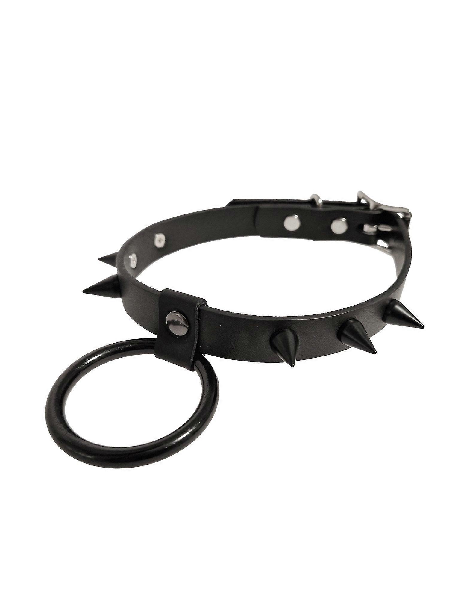 All Black Goth Spiked O Ring Choker