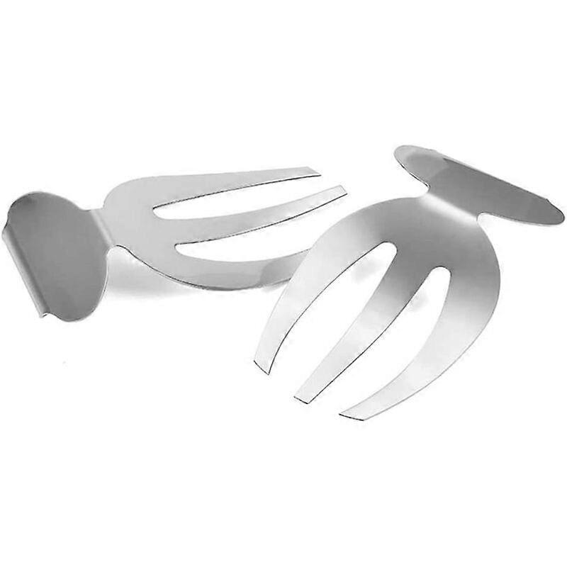 Salad Hand stainless steel salad server for serving and mixing salads, pastas, fruits, etc. on the kitchen counter 2pcs (9.4x 16.8cm)