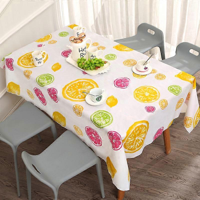 PVC Tablecloth Waterproof Oil-Proof Rectangle Kitchen Dining Table Cloth Cover,1pc-lemon pattern,137*180cm