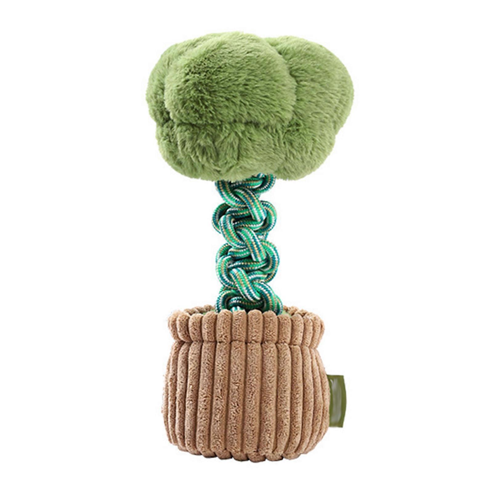 Dog Chew Toy Cartoon Broccoli Mushroom Shape Pet Toy with Built-in Sound Teeth Cleaning Boredom Relief Interactive Dog Rope Toy