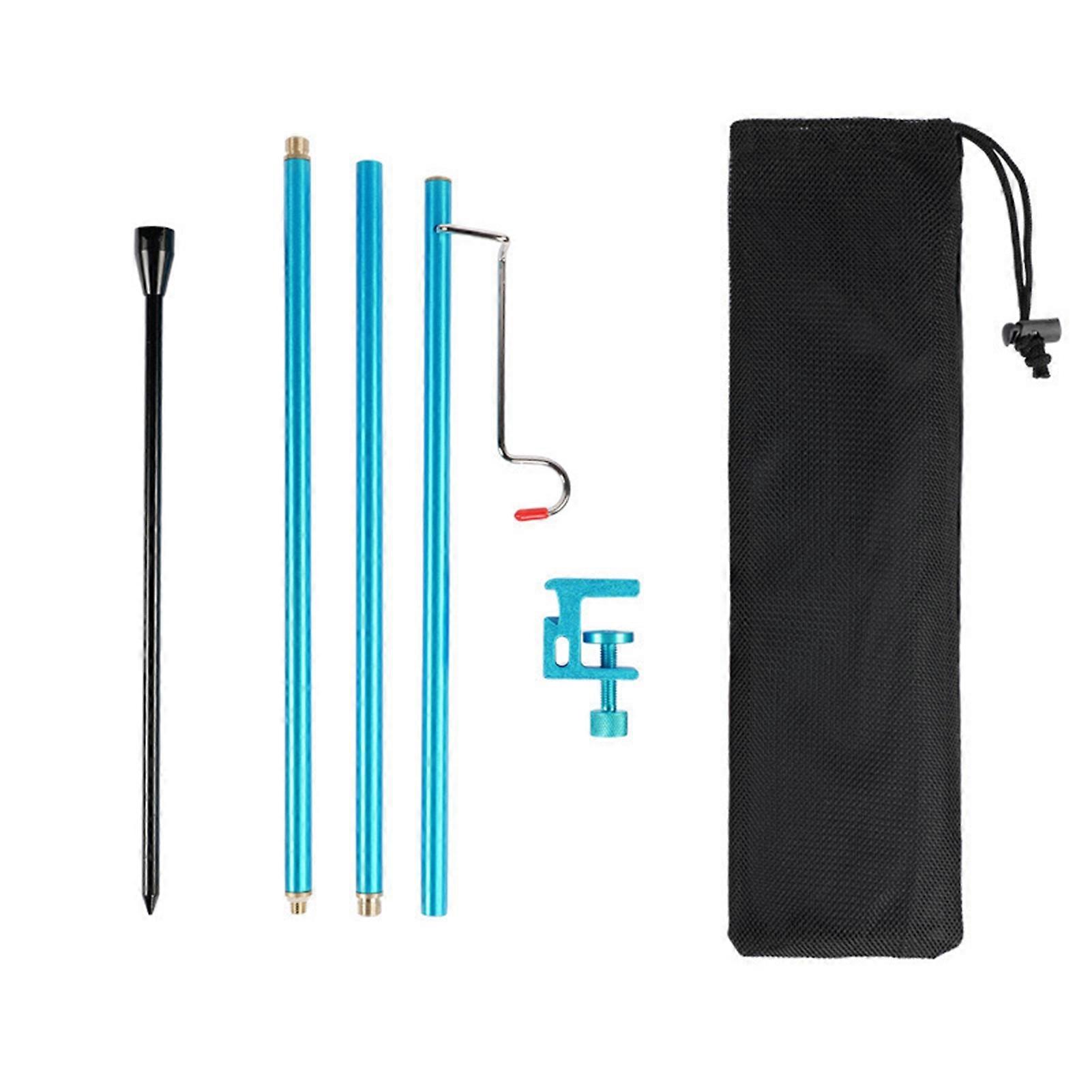 Camping Light Pole Aluminium Alloy Dual Purpose Folding with Nails Table Light Pole for Ground Outdoor Picnic Blue
