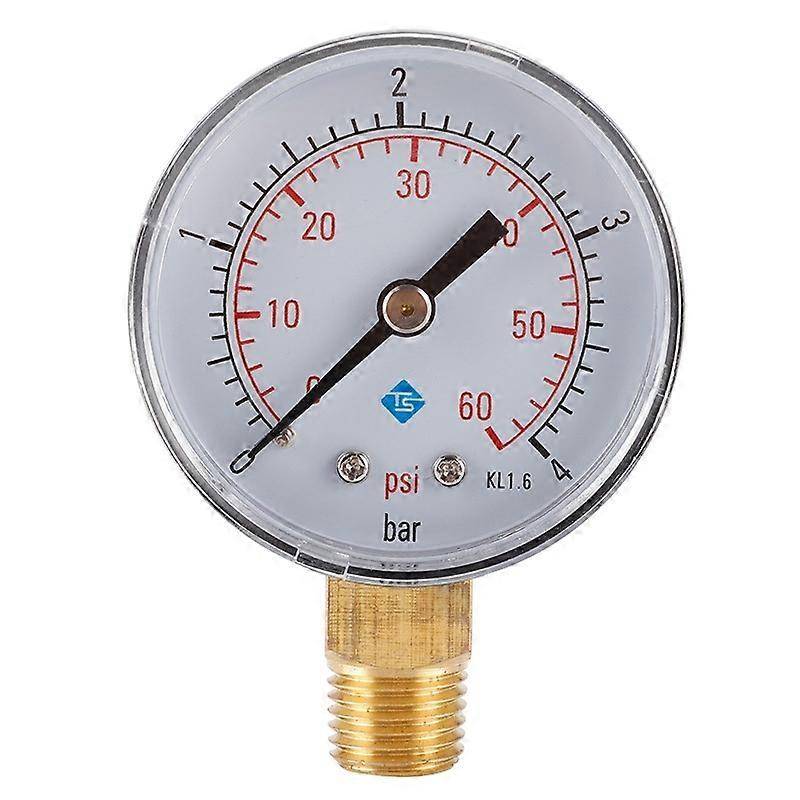 Pressure gauge for air oil or water 0-4bar / 0-60psi NPT, 1/4" NPT Bottom Mount