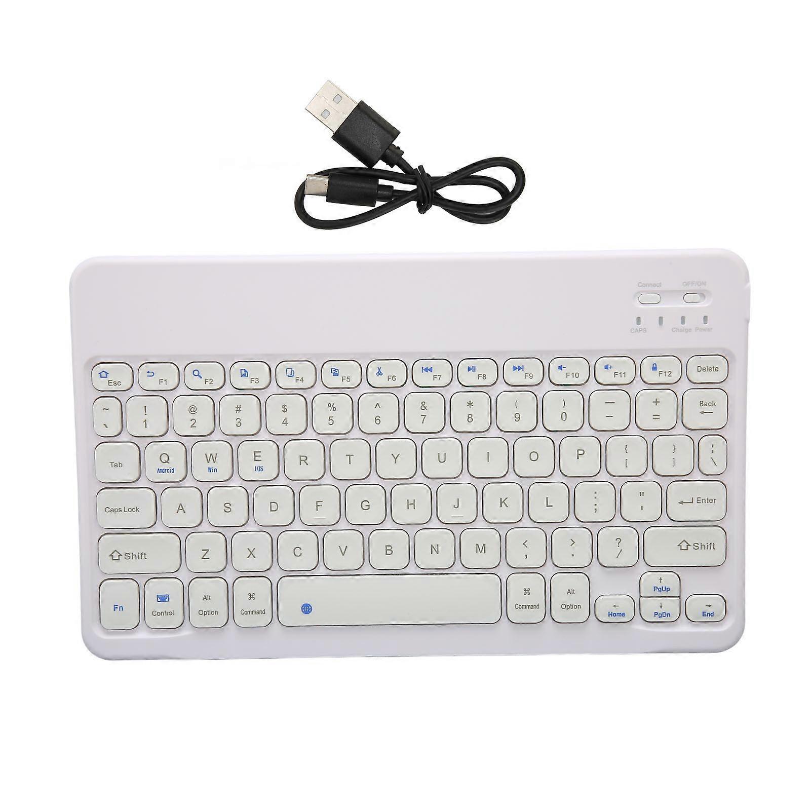 10in Wireless Bluetooth Keyboard Ultra Thin Stable Connection Quiet Waterproof Tablet Laptop Keyboard White