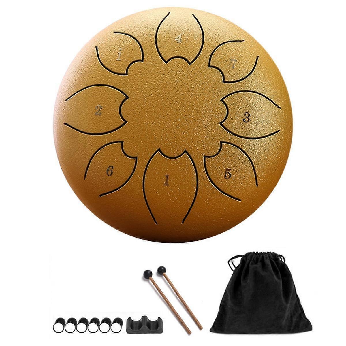 Tambor de Chuva para Exterior, Tambor de Língua de Aço 8Notes 6 Polegadas Chakra Tanque Tambor Percussão de Aço Acolchoado M