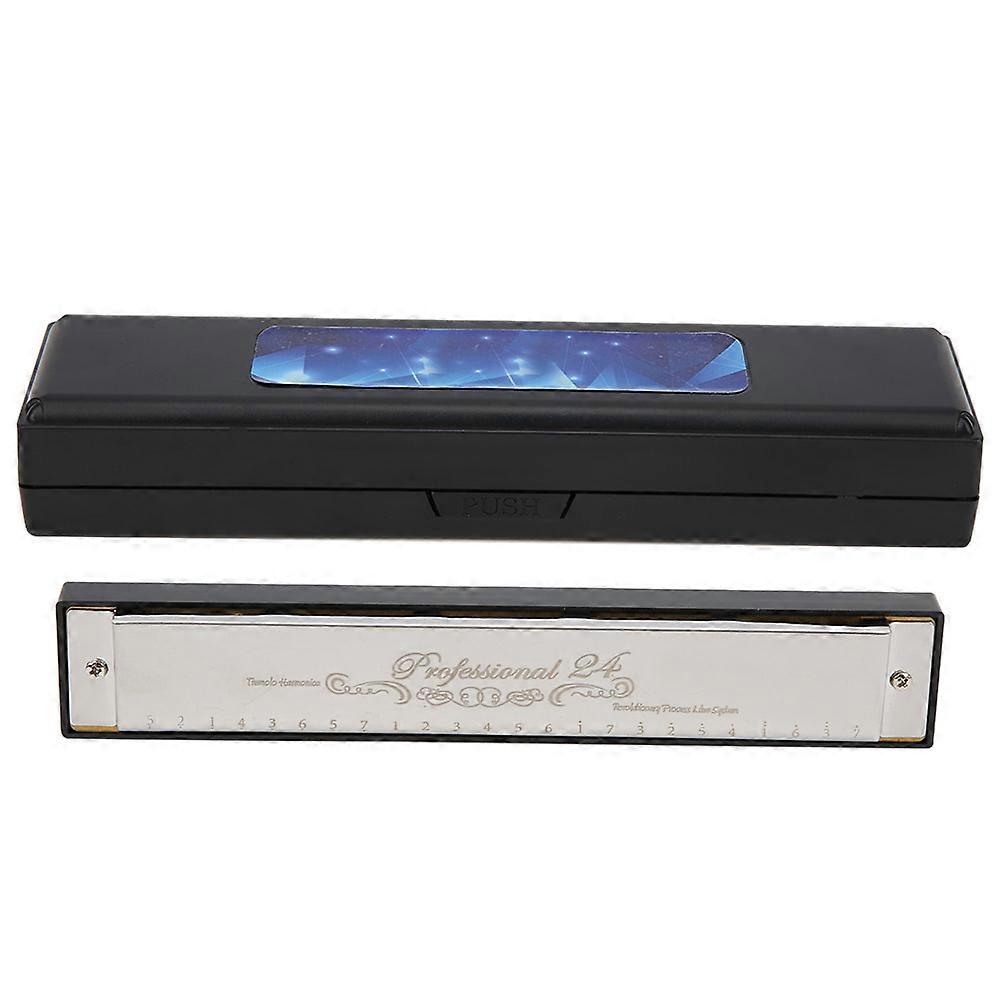 C Key Harmonica 24Hole Polyphonic Student Adult Beginner Playing Resin Accented Mouth Organ