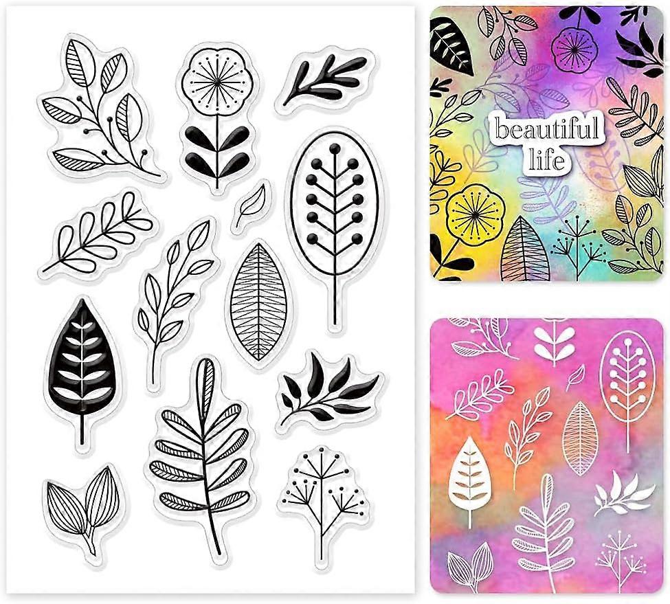 1Sheet Line Art Plant Silicone Clear Stamp Seals