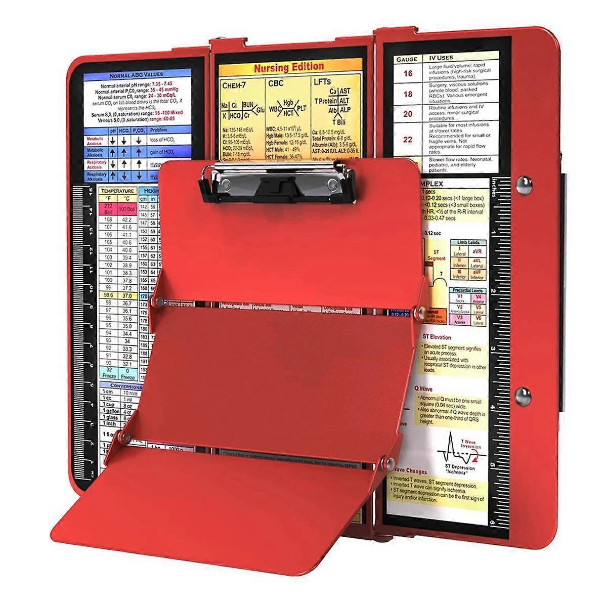 Nursing Clipboard Foldable, Foldable Clipboard Nursing Edition Cheat Sheets, 3 Layers Aluminum, Nurse Clipboard, Orange