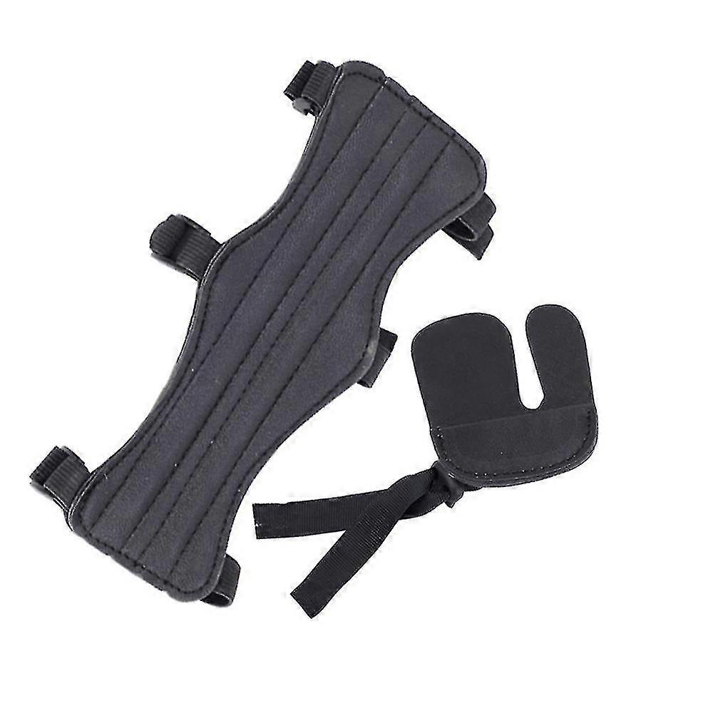 Archery Arm Forearm Guard Finger Protector Tabs Set For Shooting2 Piecefinger Guard + Arm Guard Black