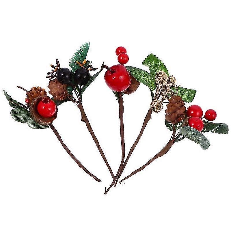 5pcs diy christmas greeting cards decoration simulation pine cone branches