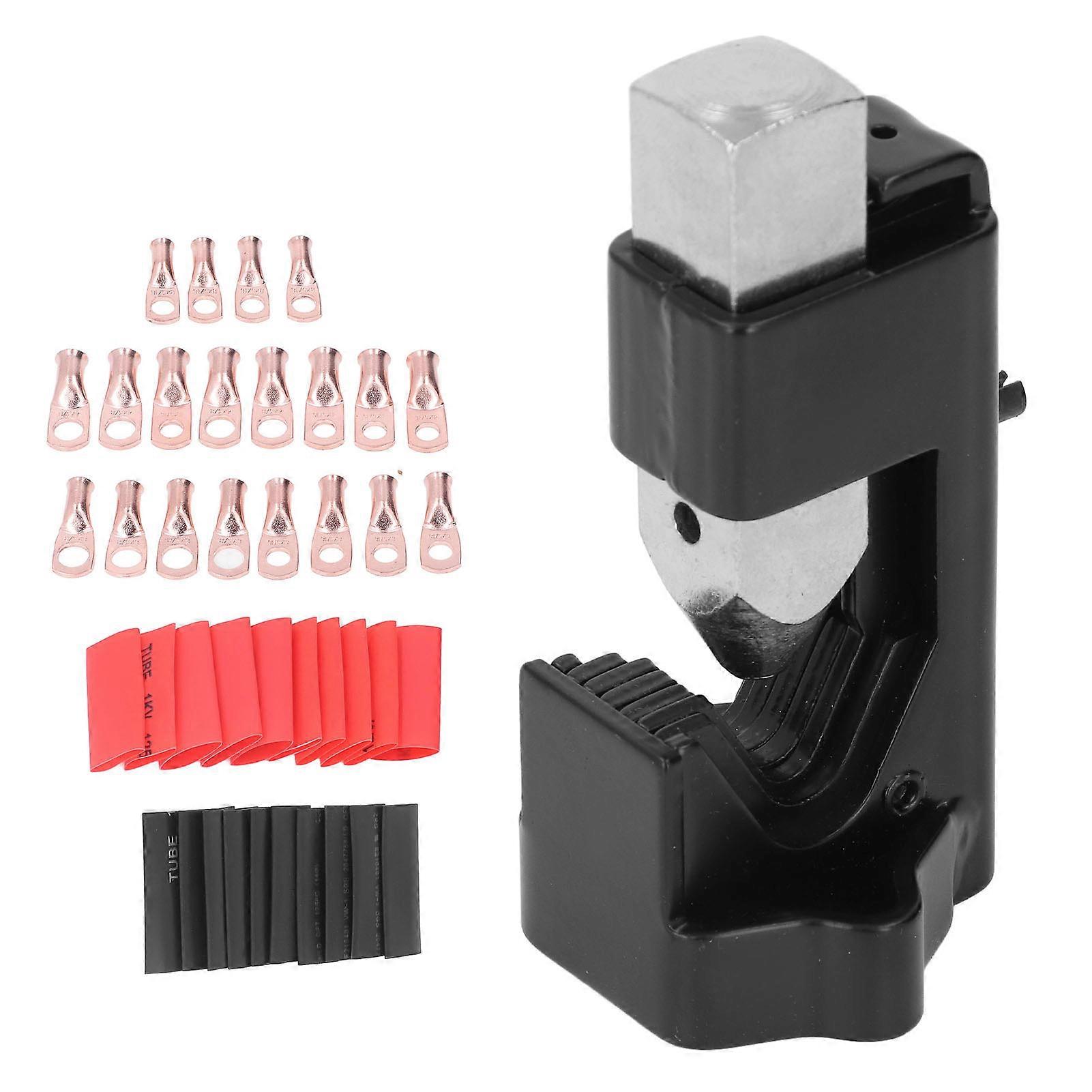 Battery Cable Lug Crimping Tool Hammer Battery Lug Crimper with 20 Terminal 20 Heat Shrink Tube for 8AWG to 0000AWG