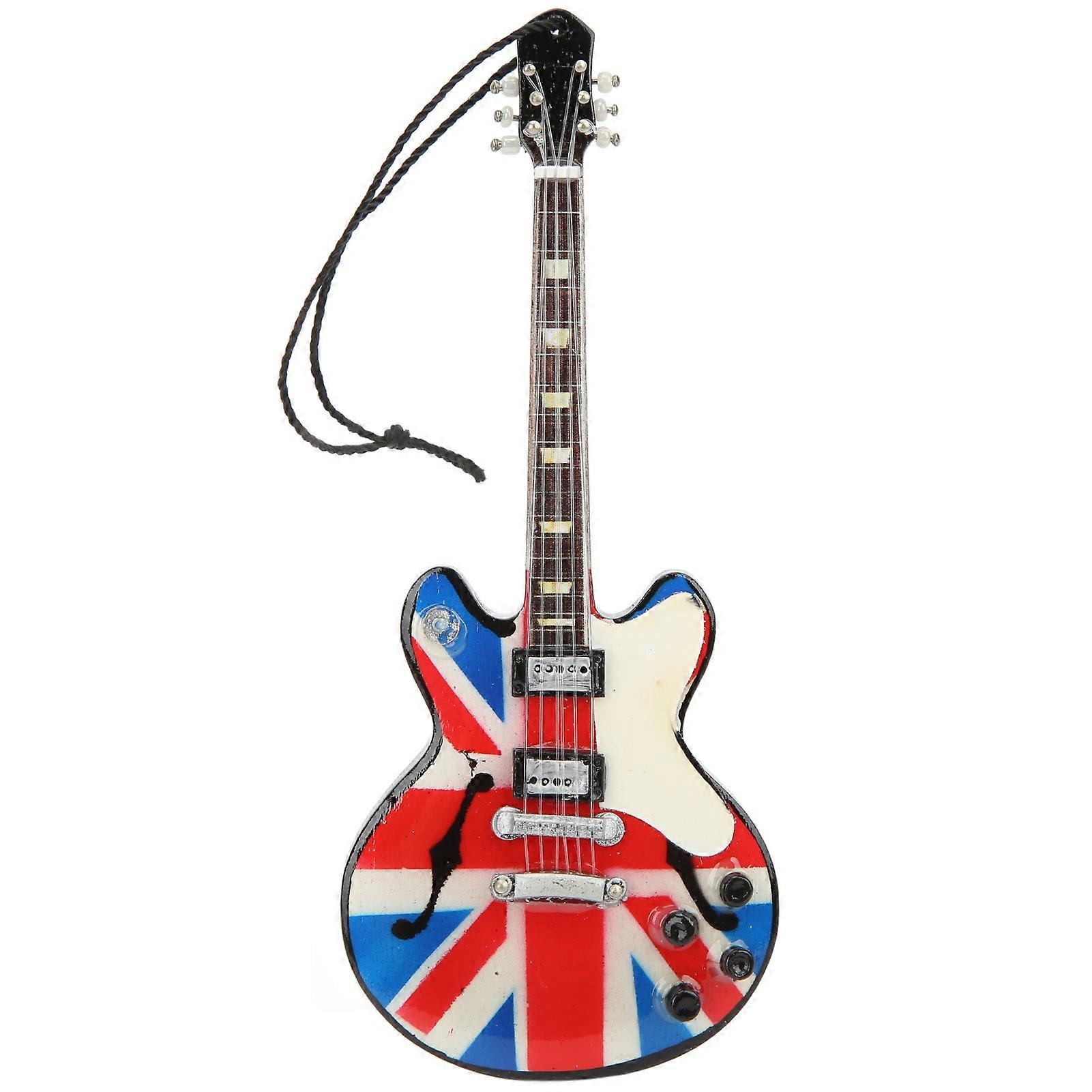 Musical Instruments Pendant UK Flag Style Wooden Guitar Shape Exquisite Beautiful Fine Detail Mini Pendant