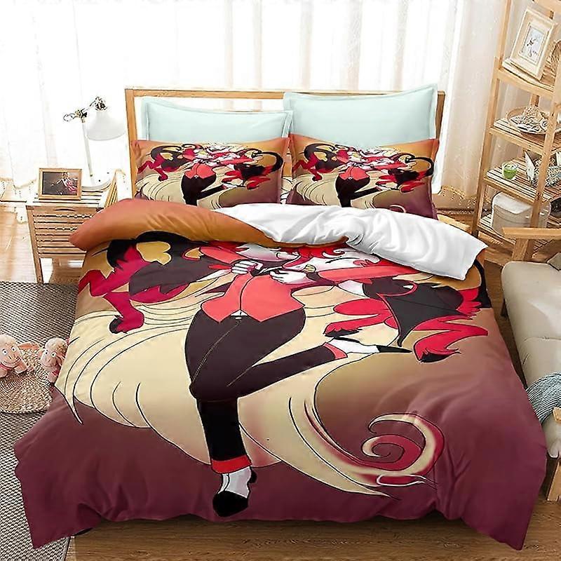 o1499 Hazbin -Hotel -3 Peças- Conjunto de Cama Estampado-Conjunto de Capa de Edredom- Edredom de Cama Impresso -Capa Colcha -Capas com Fronhas para -Seu Próprio- Quarto 