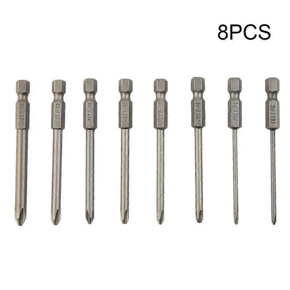 8Pcs 75mm Cross Head Screwdriver Bits Electric Screwdriver Drill Bit Magnetic Batch Head PH0 PH1 PH2