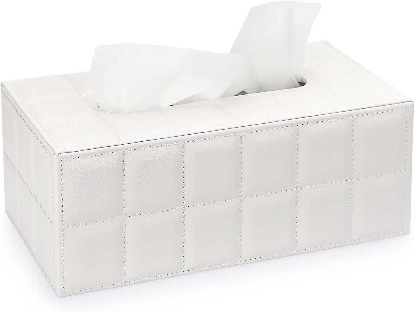 Rectangular leather tissue box - Elegant and refined decoration - White,2024 Ping
