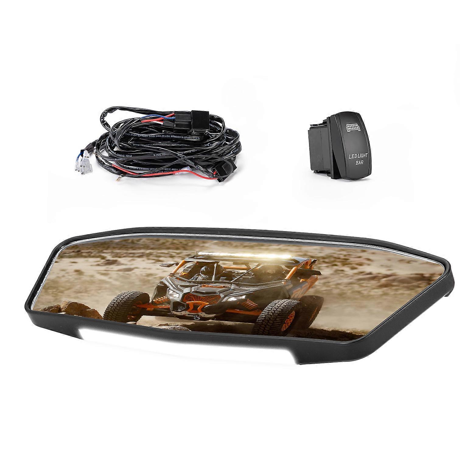 UTV Aluminum Rearview Center Mirror w/ LED Light for Can-Am Maverick X3 X RS/ DS / MR/ Turbo/ R 2017-2023