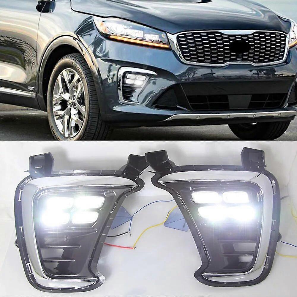 For KIA Sorento SX 2018 2019 2020 LED DRL Daytime Running light Daylight Fog light Front Bumper Fog Lamp Assembly