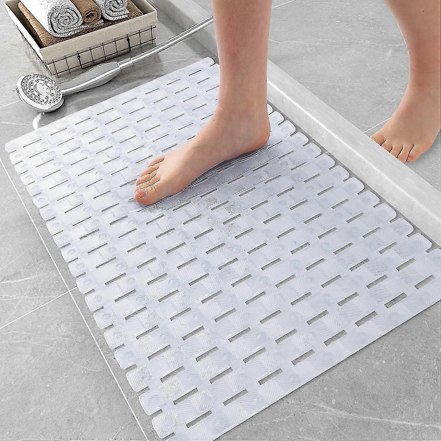 Shower Mat Non Slip, 27.5x15.5 Bathtub Mats, Machine Washable Bath Mat For Tub With Drain Holes And Suction Cups To Keep Floor Clean, Soft On Feet, Ba