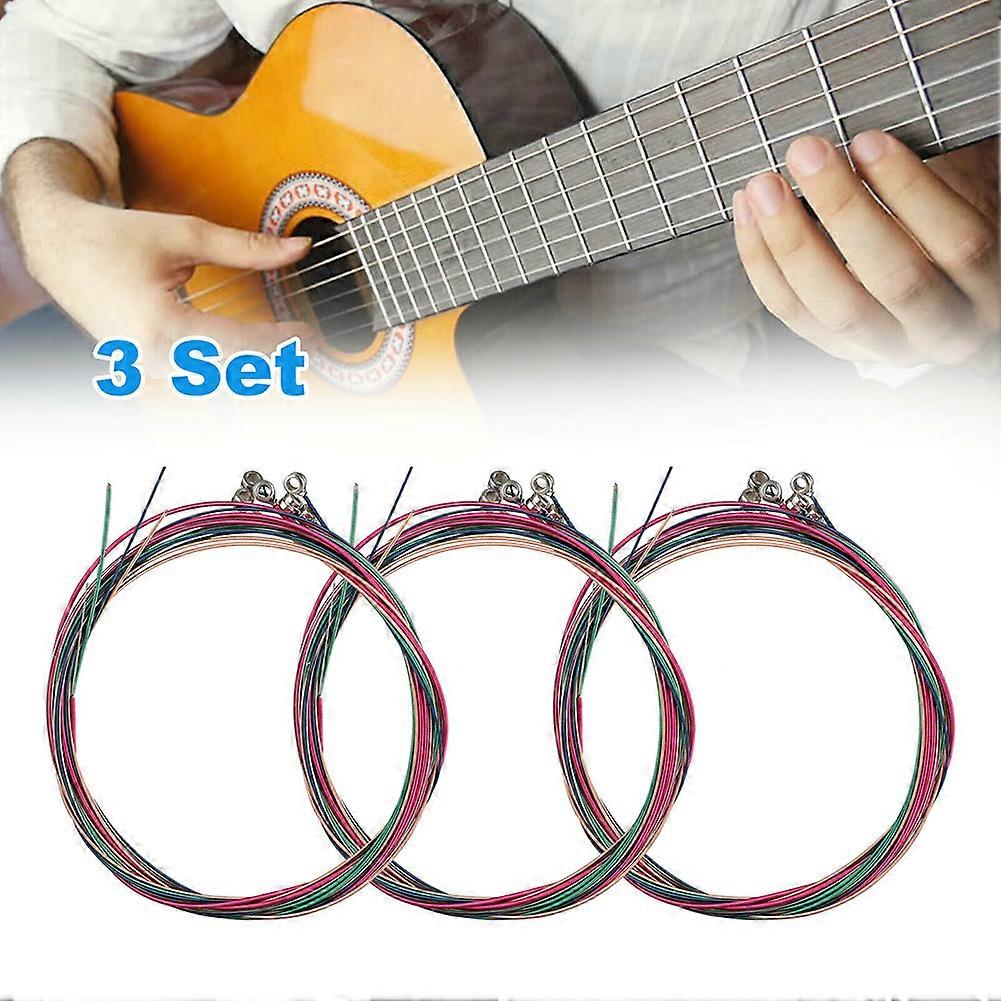 6Pcs Colorful Acoustic Guitar Strings 1st-6th String Steel Strings