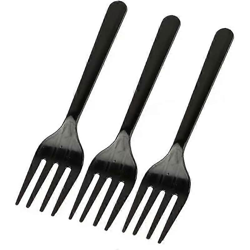 100pcs Black Plastic Forks