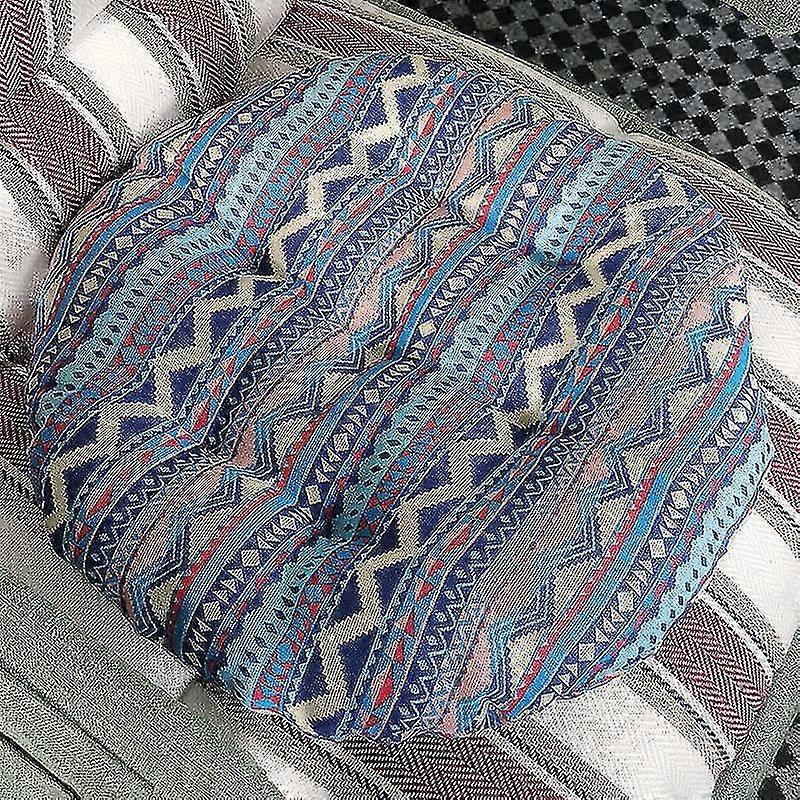 1 Round Thickened Stools Cushion, 40cm Cotton, Linen, Wool, Vine Chair Cushion Student Office Desk Chair Chair - Bohemia Blue