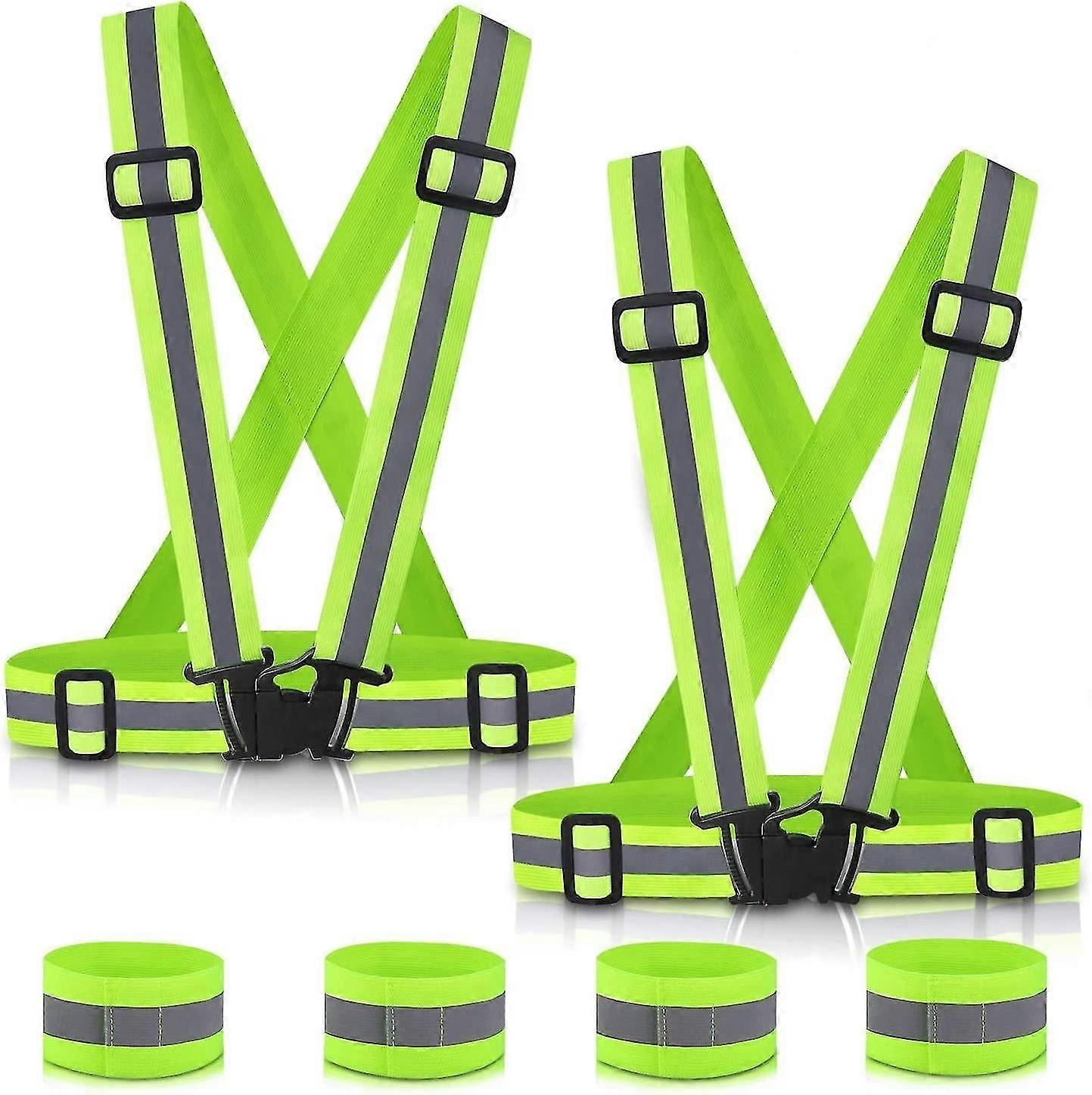 Adknic Warning Vest, Warning Vest Reflector Vest Adjustable Bike Warning Vest With Reflective Cuffs For Men, Women (2 Packs)